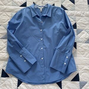 NWOT Spanx Cornflower Blue Poplin Fitted Button Down Shirt Women’s 1X